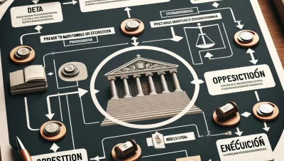 Diagrama de flujo del procedimiento monitorio en España, mostrando desde la petición inicial hasta la ejecución o juicio en caso de oposición.
