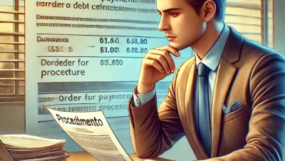 Empresario revisando facturas impagadas, simbolizando la vía del procedimiento monitorio para empresas.