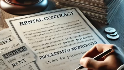 Contrato de alquiler y recibos de renta, evidenciando la deuda impagada por el inquilino.